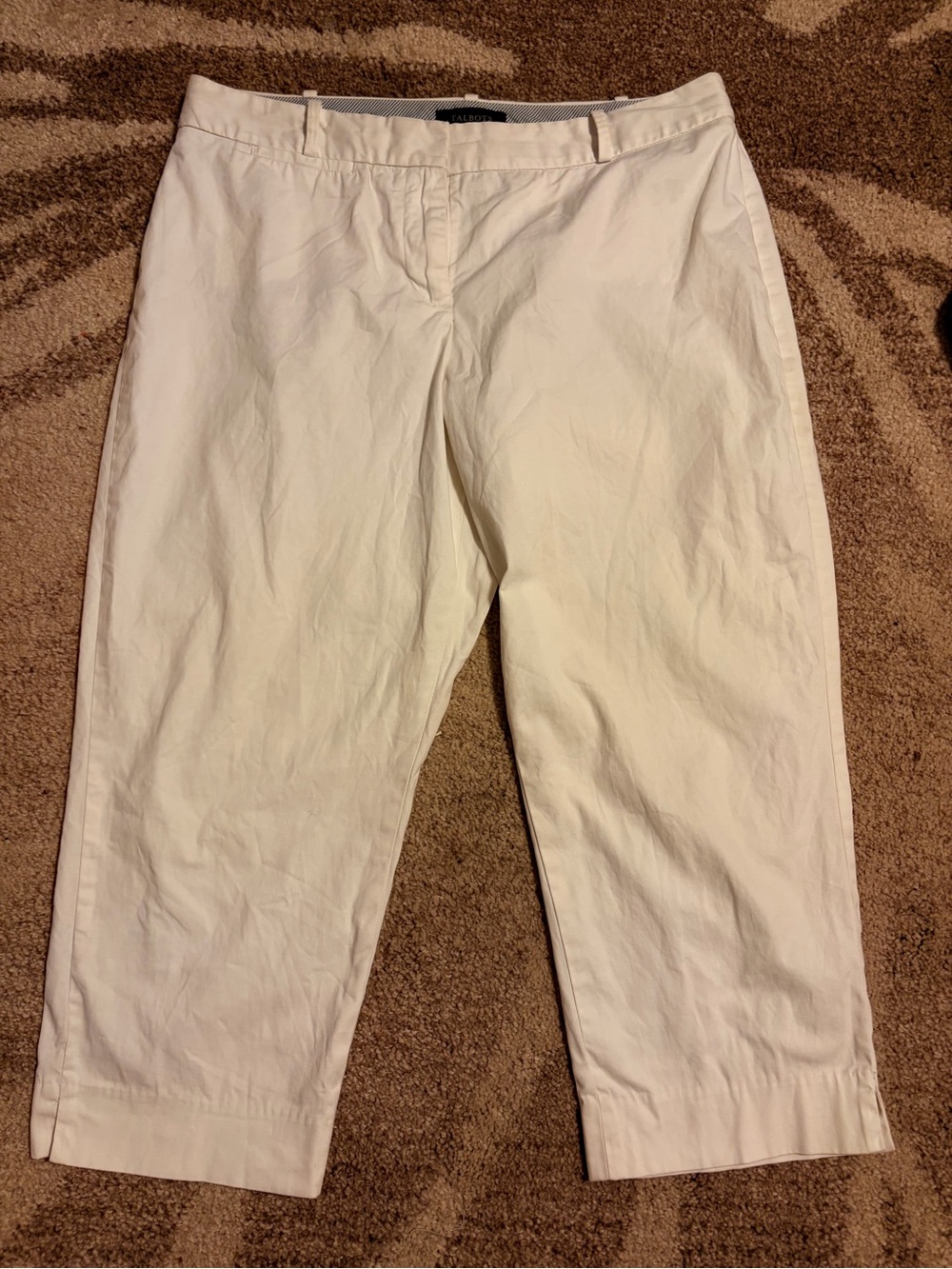 Talbots Cream Straight-Leg Chino Capris Pants Size Curvy 12P